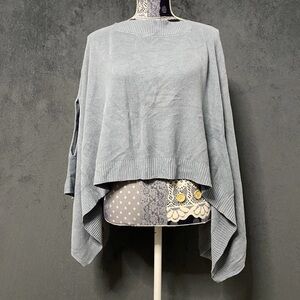 Lululemon Forward Flow Poncho Womens OS Blue Knit Oversized Boat Neck Silk Blend